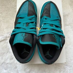 Women's Air Jordan 1 Low Teal and Black Sneakers